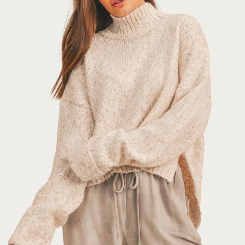 Shop Sadie & Sage Oversized Ribbed Turtleneck Sweater In Brown