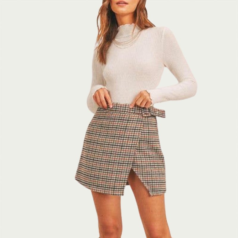 Shop Sadie & Sage Wool-blend Wrap Mini Skirt In Multi In Black
