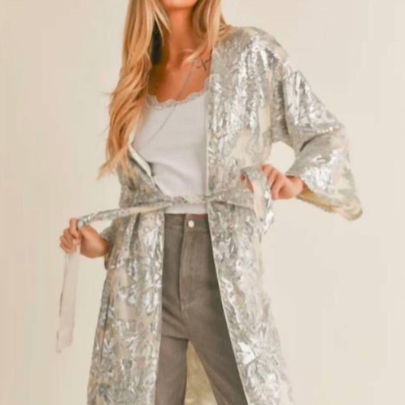 Shop Sage The Label Aura Sequin Kimono In Grey