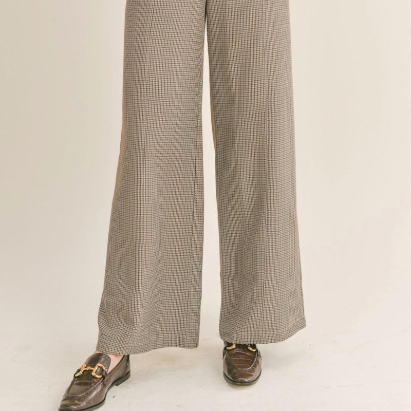Sage The Label Mirabel Houndstooth Pant In Brown