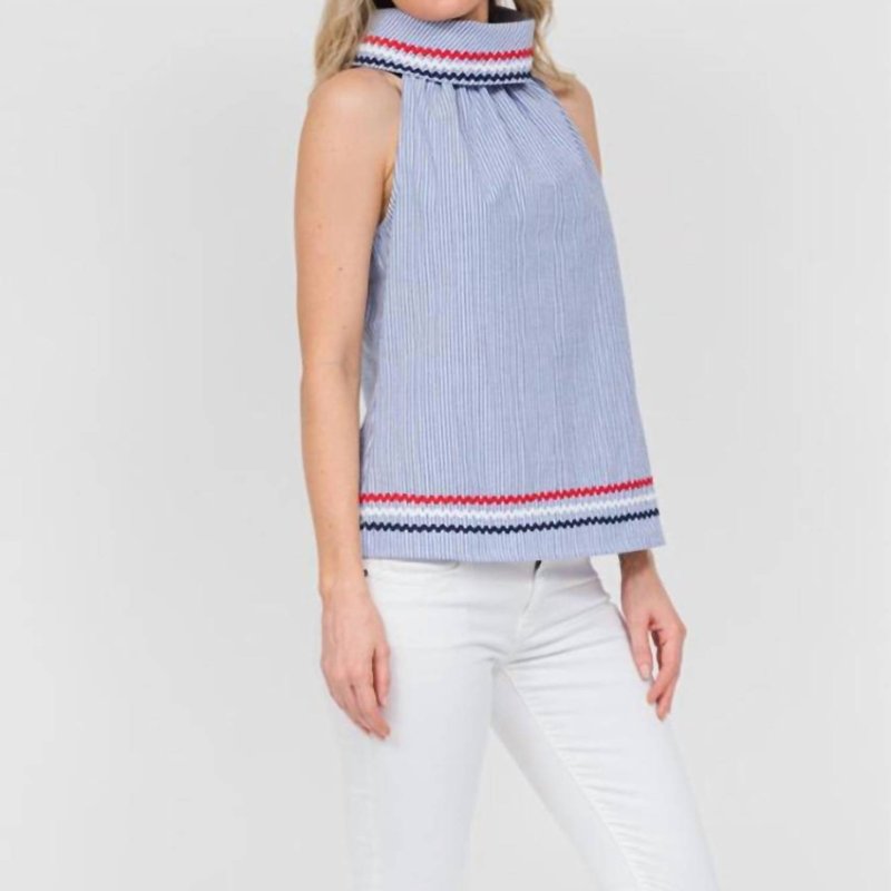 Shop Sail To Sable Cowl Neck Top In Blue