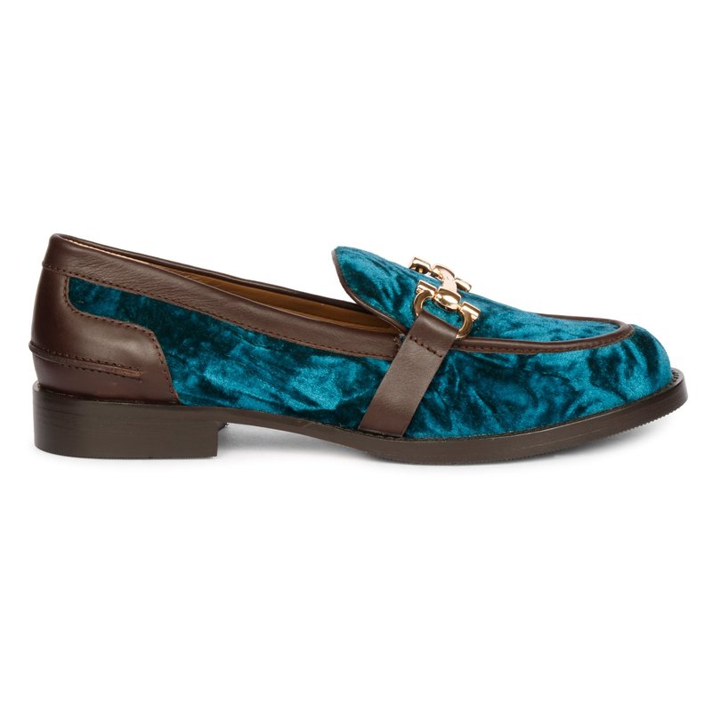Shop Saint G Cinzia Green Velvet Leather Loafers