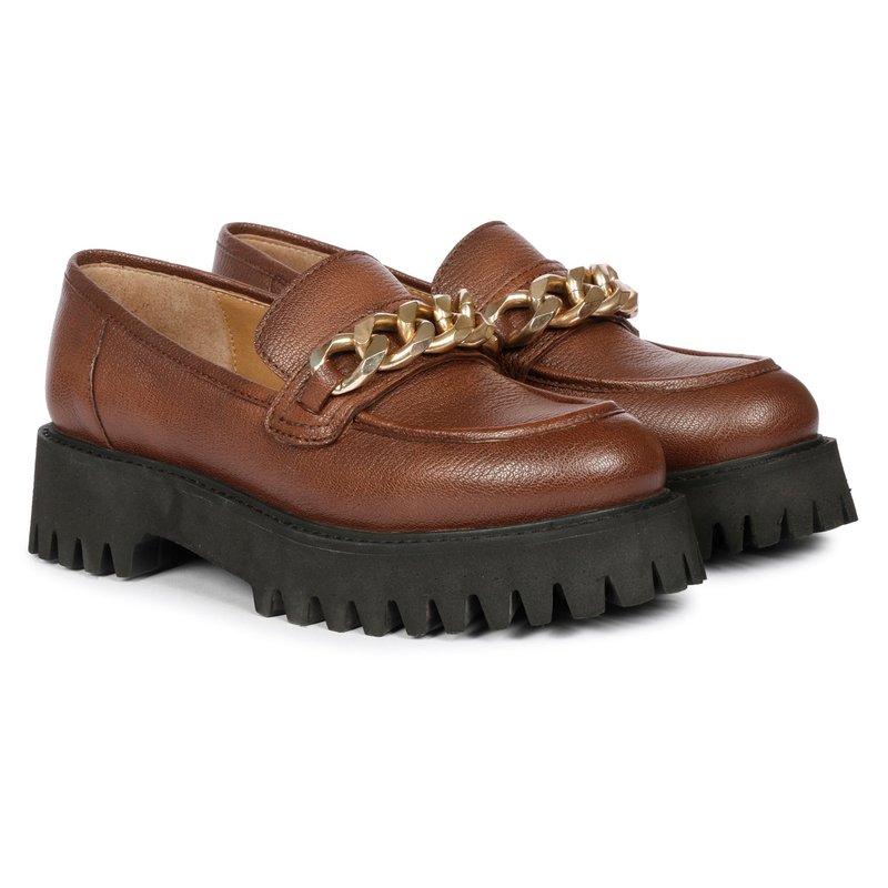 Saint G Donna Leather Brown Loafers