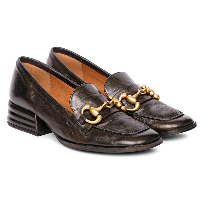 Shop Saint G Jenny Leather Block Heels Loafer In Black