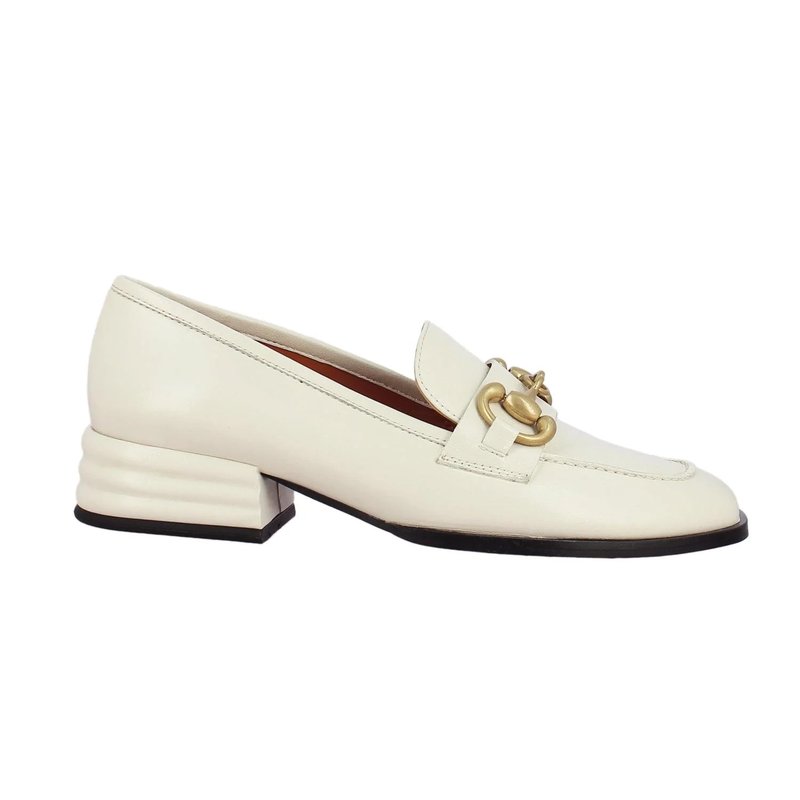 Saint G Jenny Leather Block Heels Loafer In White