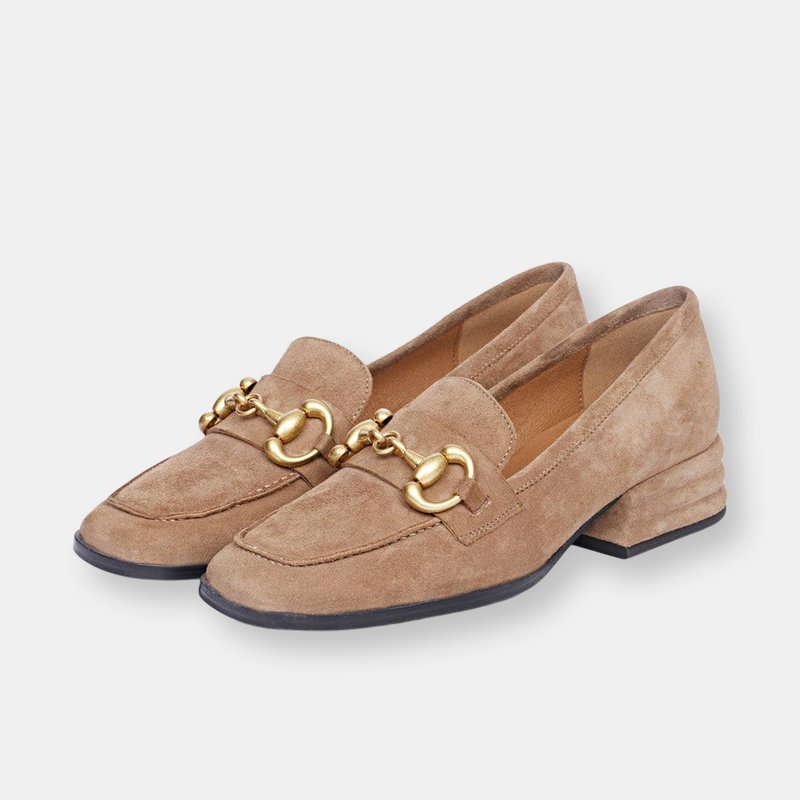 Saint G Jenny Taupe Suede Block Heels Loafer