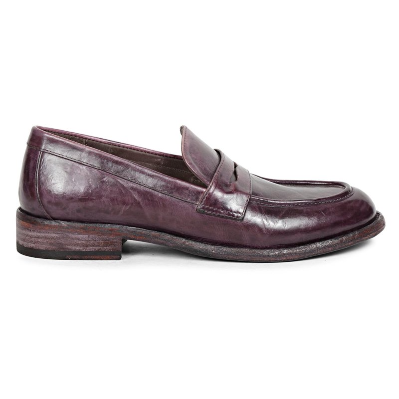 Shop Saint G Micola Plum Leather Penny Loafers In Purple