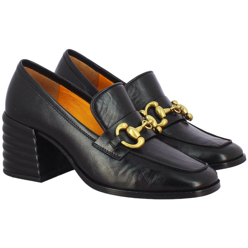 Saint G Valentina Black Patent Leather Block Heels