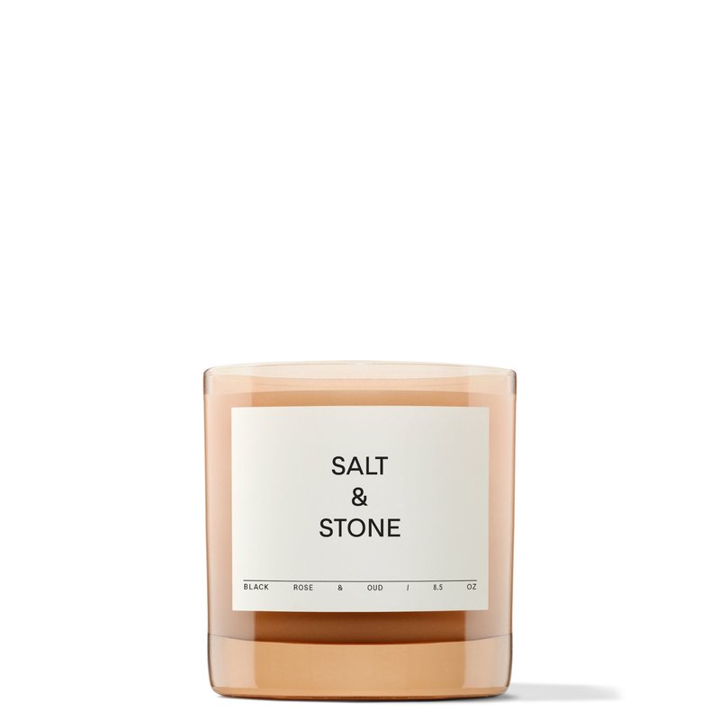 Salt & Stone Black Rose & Oud Candle In White
