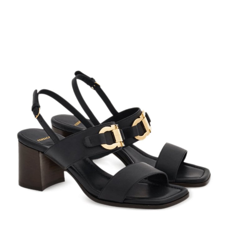 Shop Ferragamo Women's Lou 55mm Gancini-buckle Leather Sandals In Black