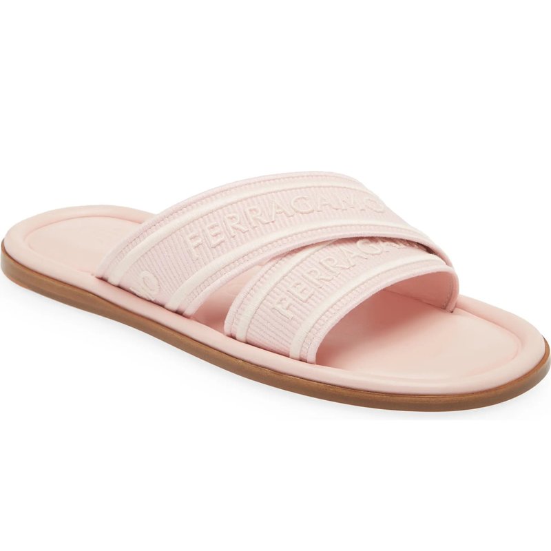 Shop Ferragamo Women's Laurene Logo Slide Sandals In Pink