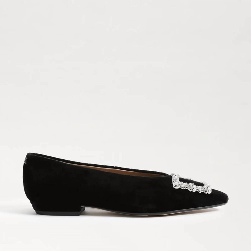 Shop Sam Edelman Janina Luster Pointed Toe Flat In Black Velvet