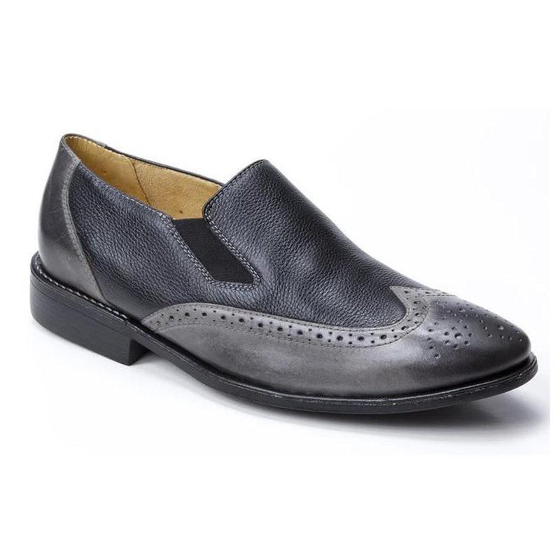 Sandro Moscoloni Alphonse Double Gore Wing Tip Slip On Shoe In Black