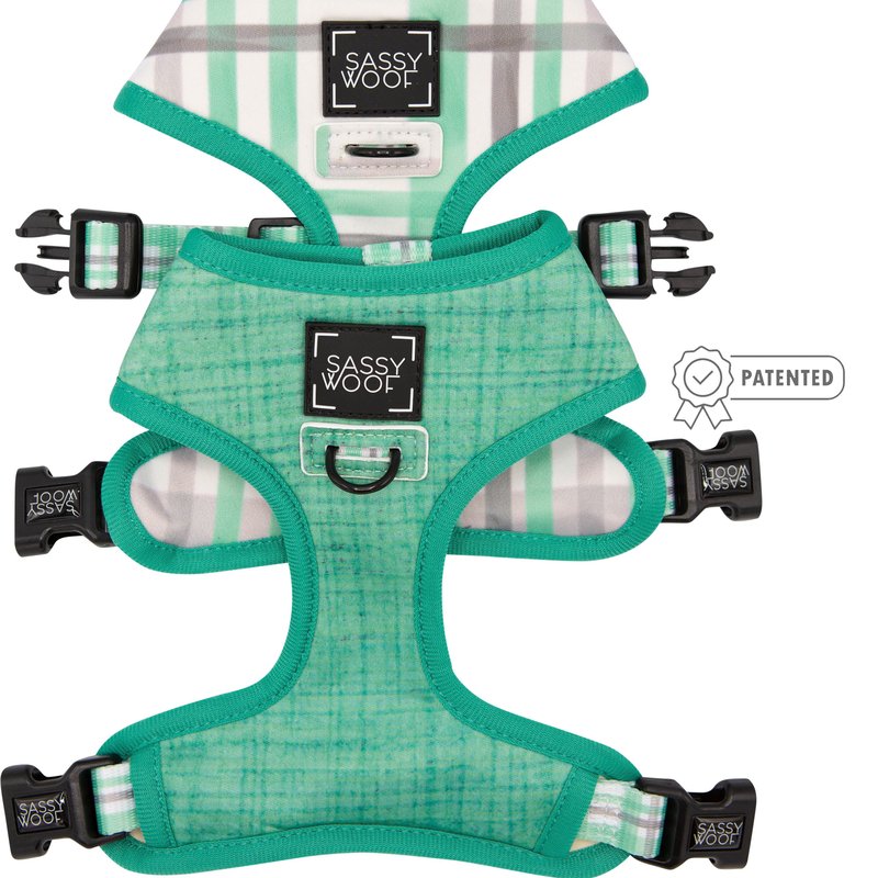 Sassy Woof Dog Reversible Harness In Green