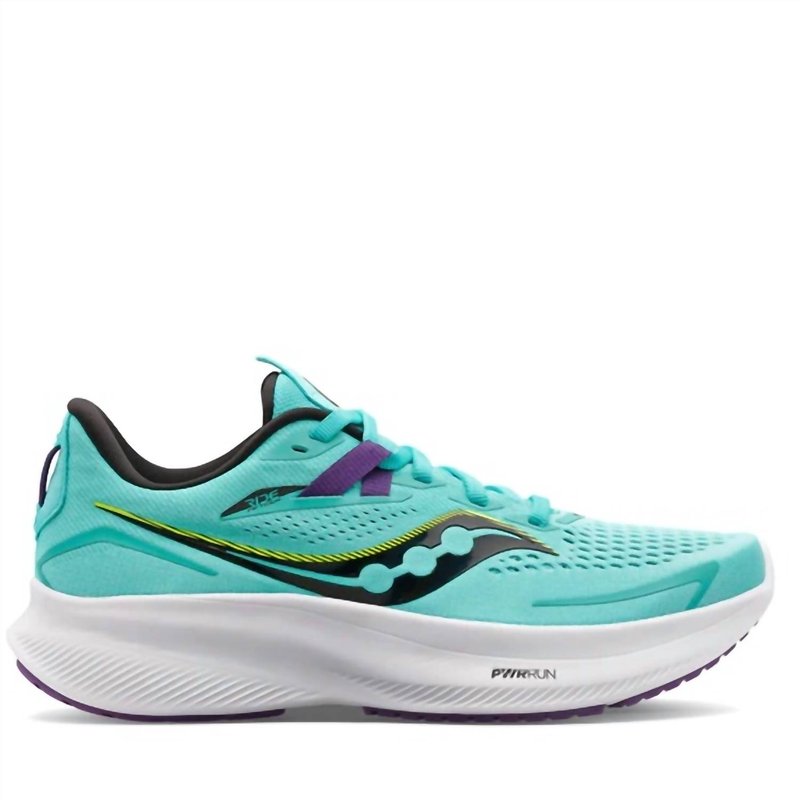 Shop Saucony Women's Ride 15 Shoes In Cool Mint/acid In Blue