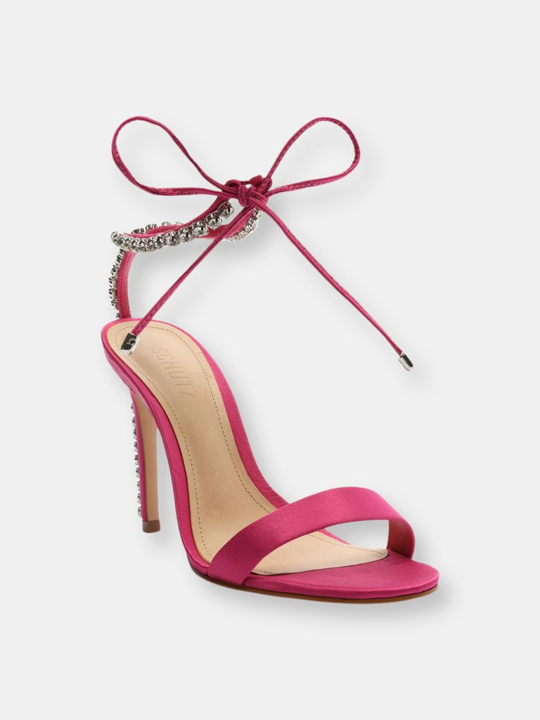 Islah Satin and Crystals Sandal - Hot Pink