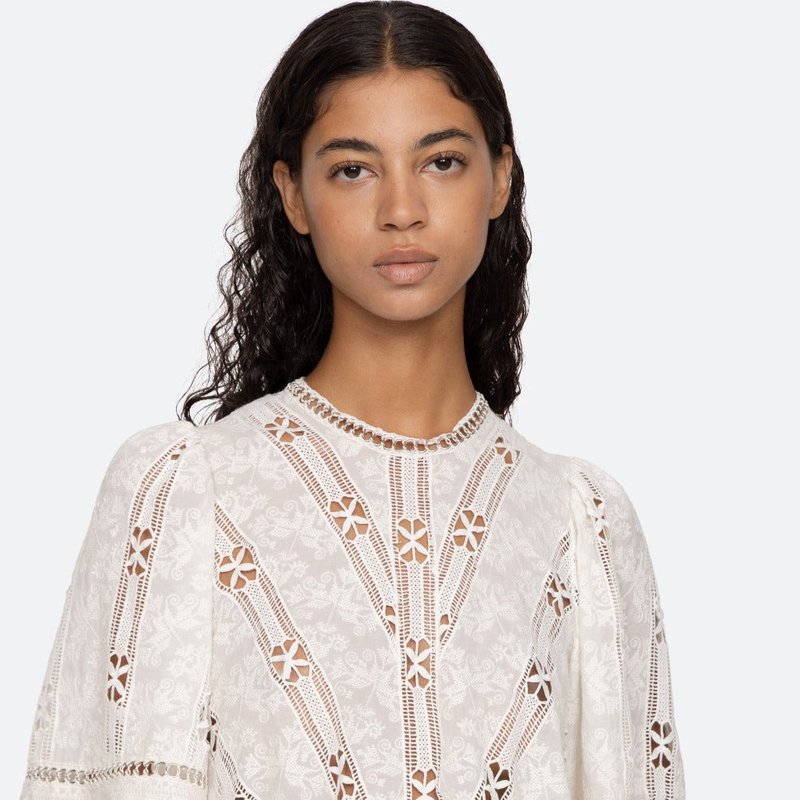 Shop Sea Sharika Embroidery Short Sleeve Top In White