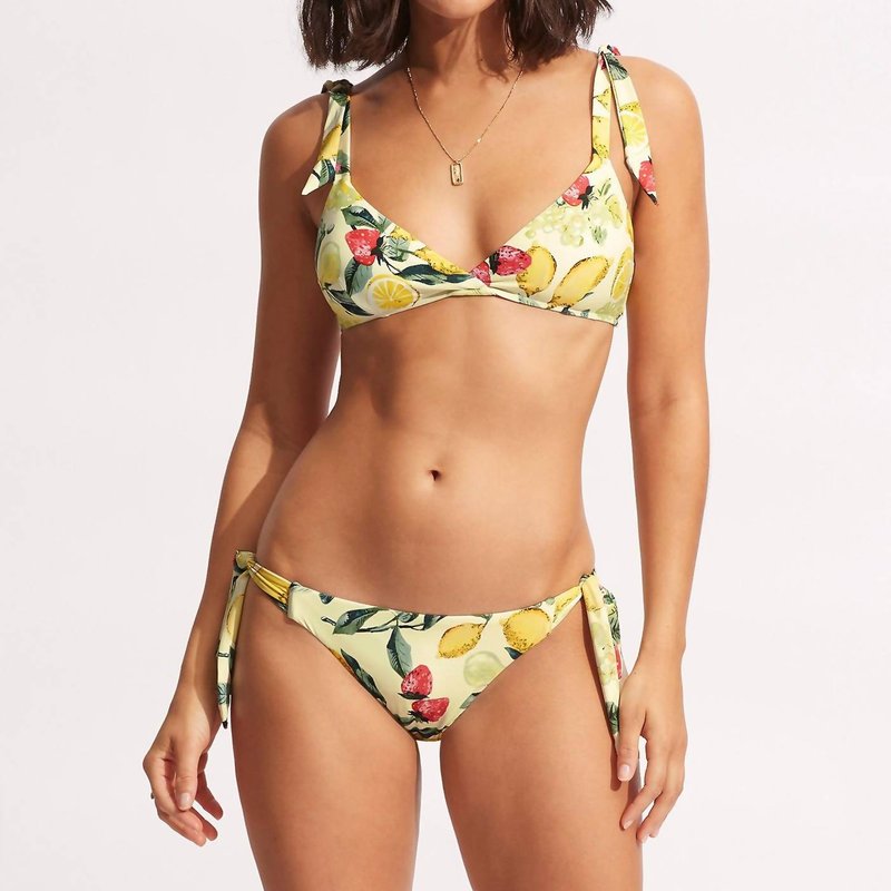 Shop Seafolly Wrap Bralette & Tie Side Bikini Set In Yellow