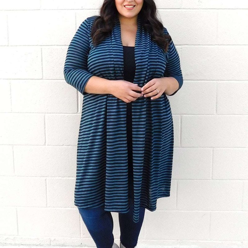 Sealed With A Kiss Knit Long Parker Cardigan In Blue