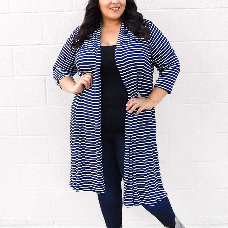 Sealed With A Kiss Knit Long Parker Cardigan In Blue