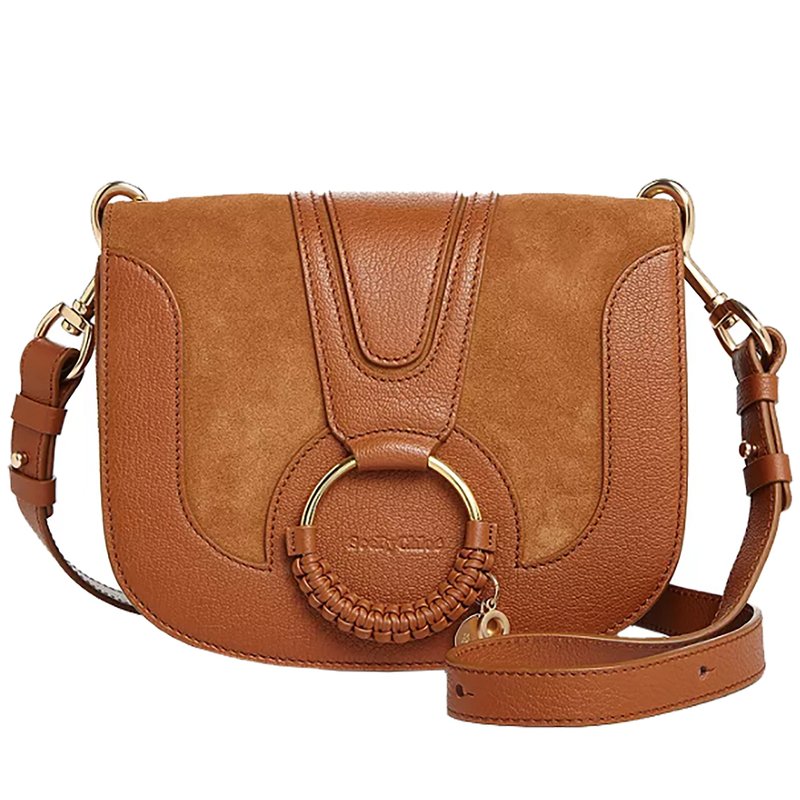 Shop See By Chloé Hana Small Suede & Leather Crossbody Carmelo One Size In Brown