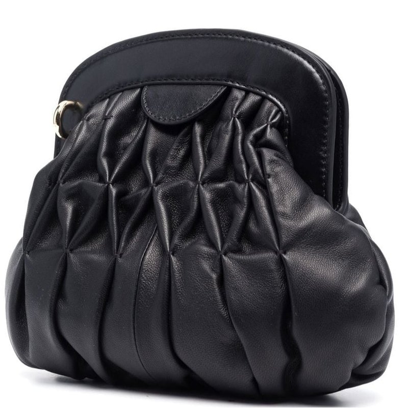 Shop See By Chloé Women's Piia Black Gathered Leather Crossbody Handbag Clutch