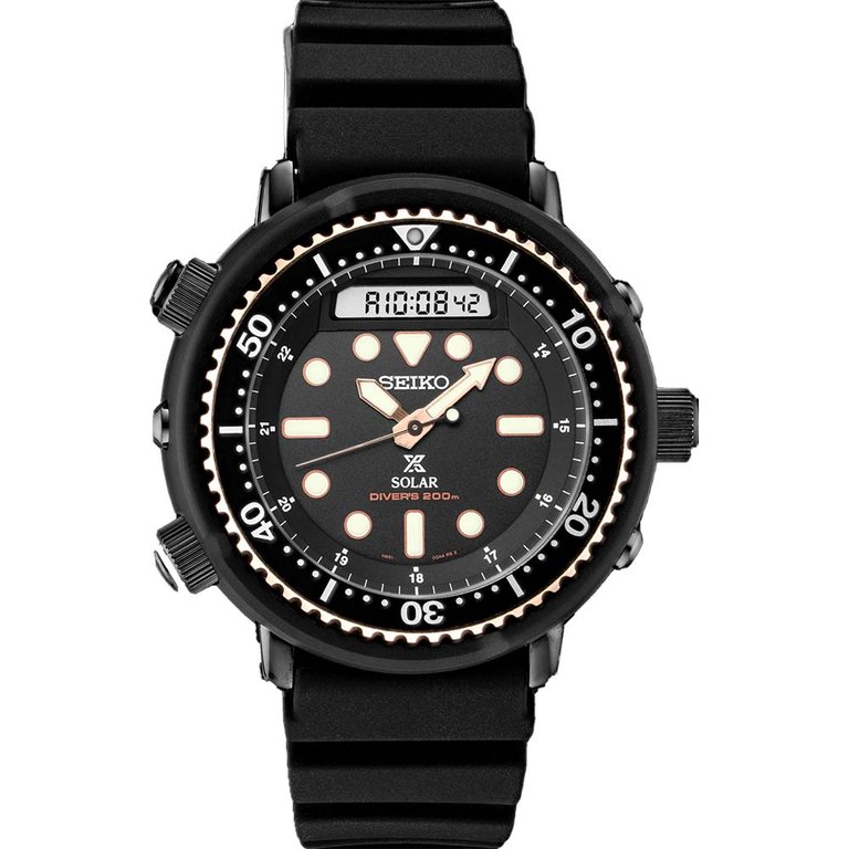 Mens Prospex Sea Solar Quartz Watch - Black Stainless/Rose Gold