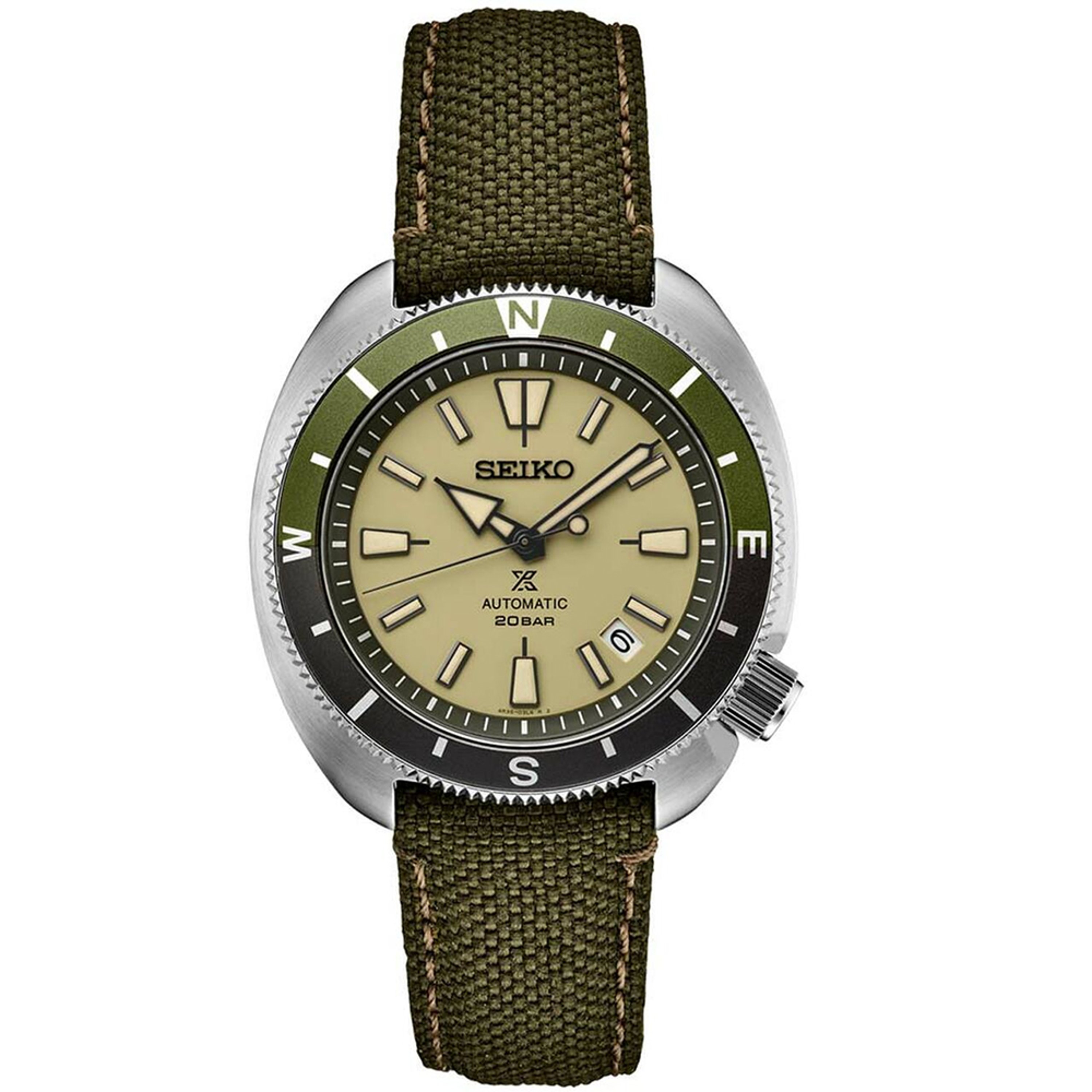 Seiko Men's Automatic Prospex Green Nylon Strap Watch 42mm In Cream