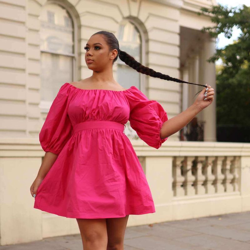 Setsofran London Poplin Dress Puff-sleeved In Pink
