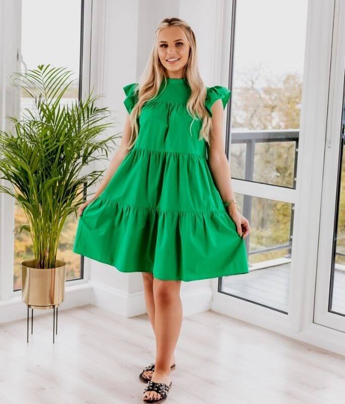 Shop Setsofran London Poplin Dress In Green