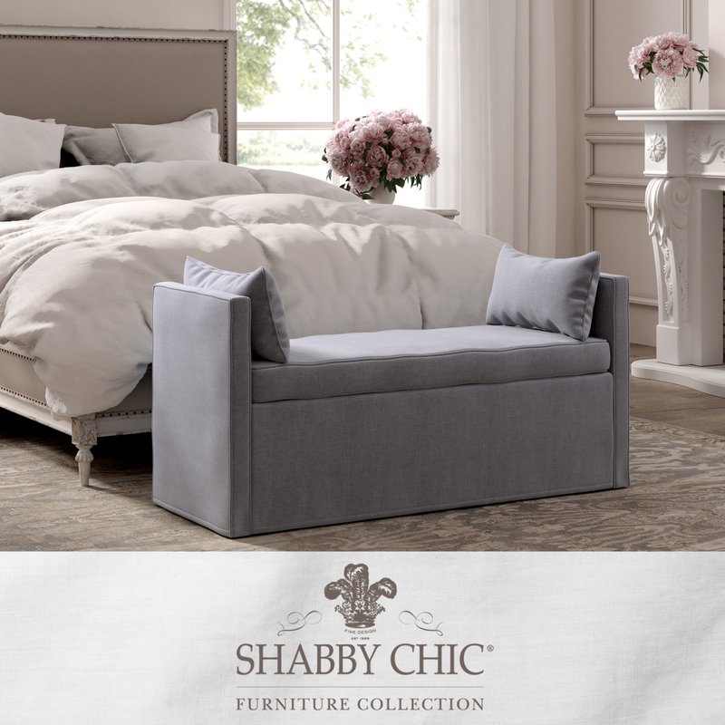 Shabby Chic Persephone Bench In Grey