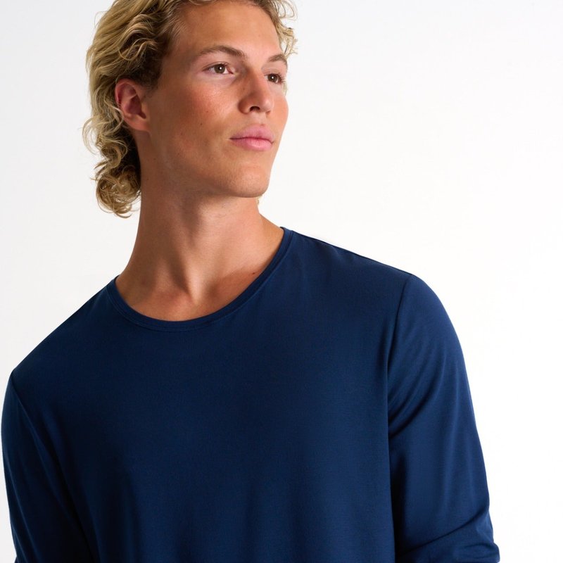 Shan Soft Round Neck Long Sleeve Shirt In Blue