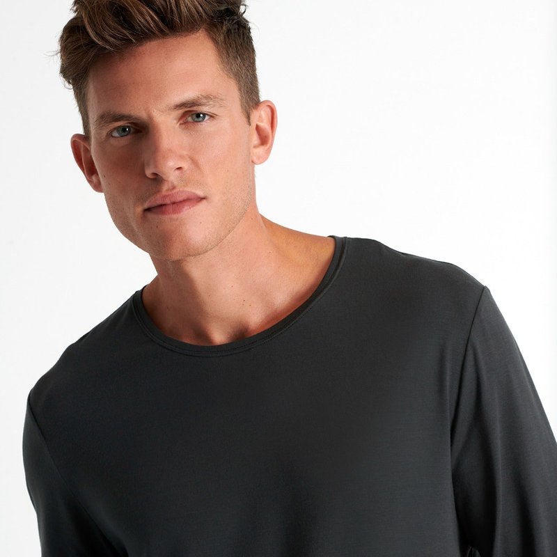 Shan Soft Round Neck Long Sleeve Shirt In Black