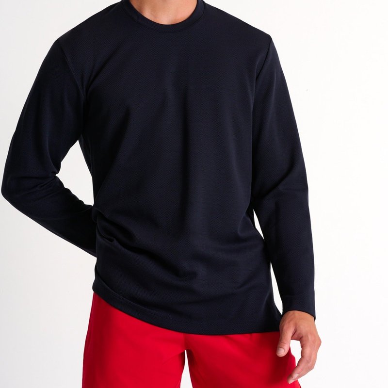 Shan Textured Jersey Long Sleeve Round Neck In Blue