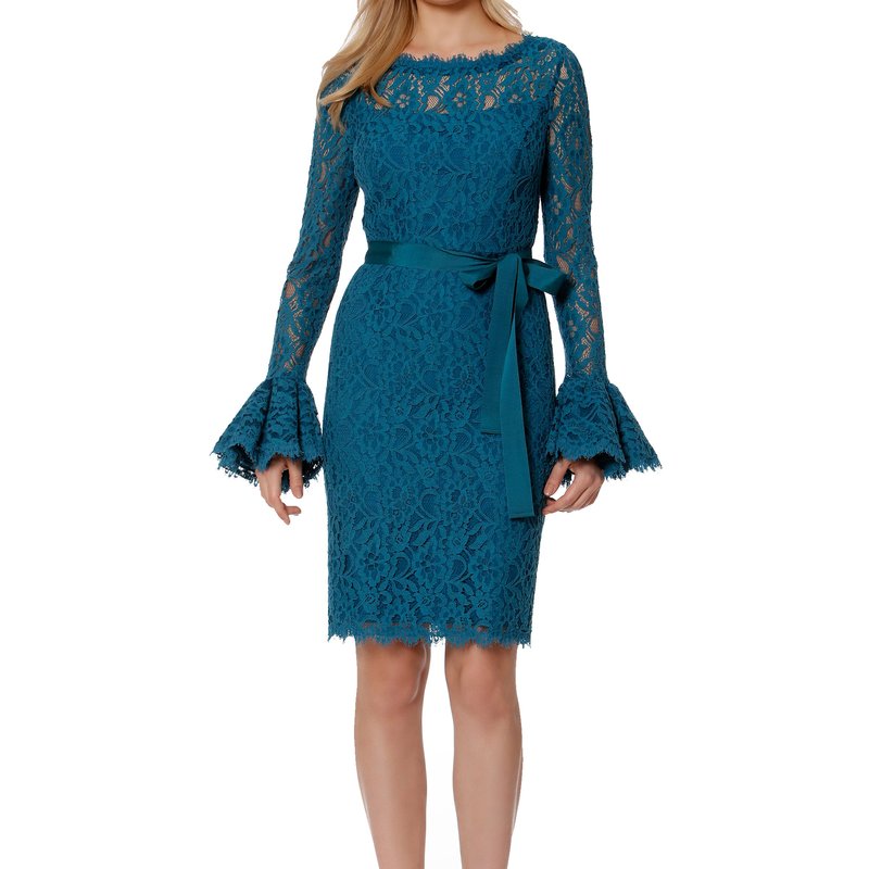 Shani Ruffle Sleeve Lace Dress In Blue