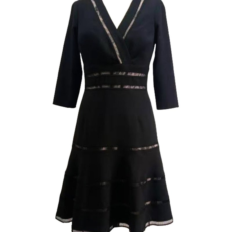 SHANI SHANI SURPLICE CREPE DRESS WITH TRIM DETAIL