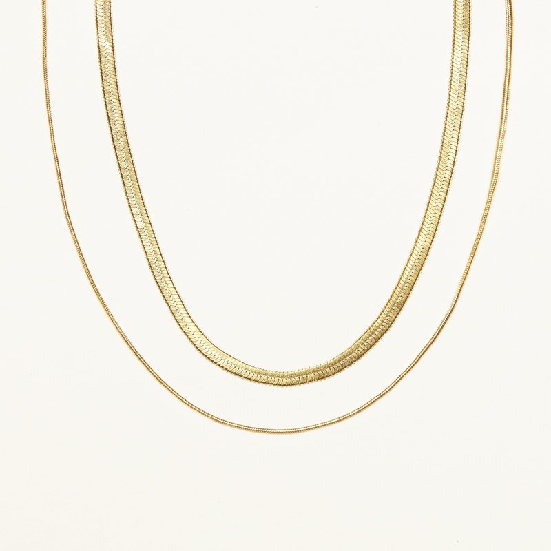 Shapes Studio Double Herringbone Necklace In Gold