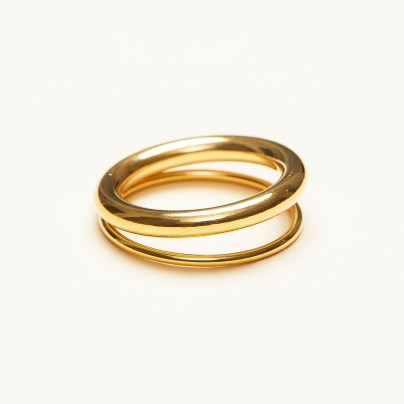 Shapes Studio Mixed Double Band Ring In Gold