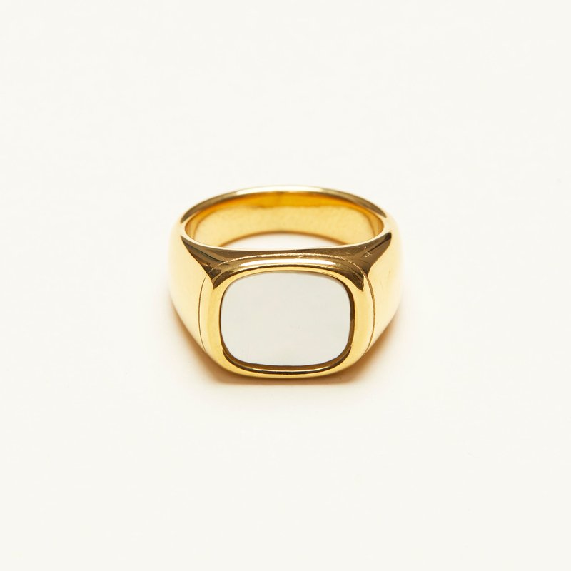 Shapes Studio Mother Of Pearl Signet Ring In Gold