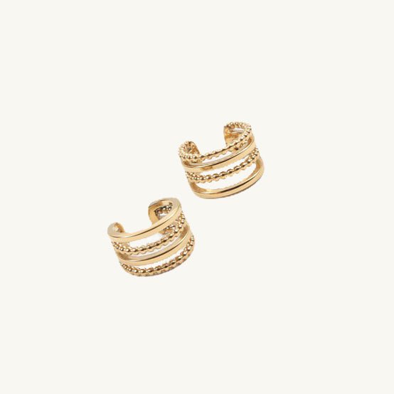 Shapes Studio Multi Stacking Beaded Ear Cuff In Gold