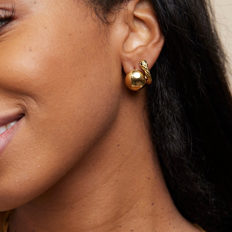 Shop Shapes Studio Snake Hoop Earrings In Gold