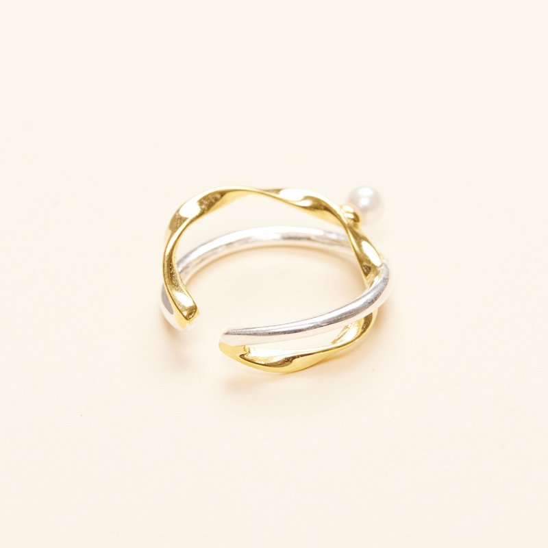 Shop Shapes Studio Two Tone Cross Over Ring (gold Vermeil)