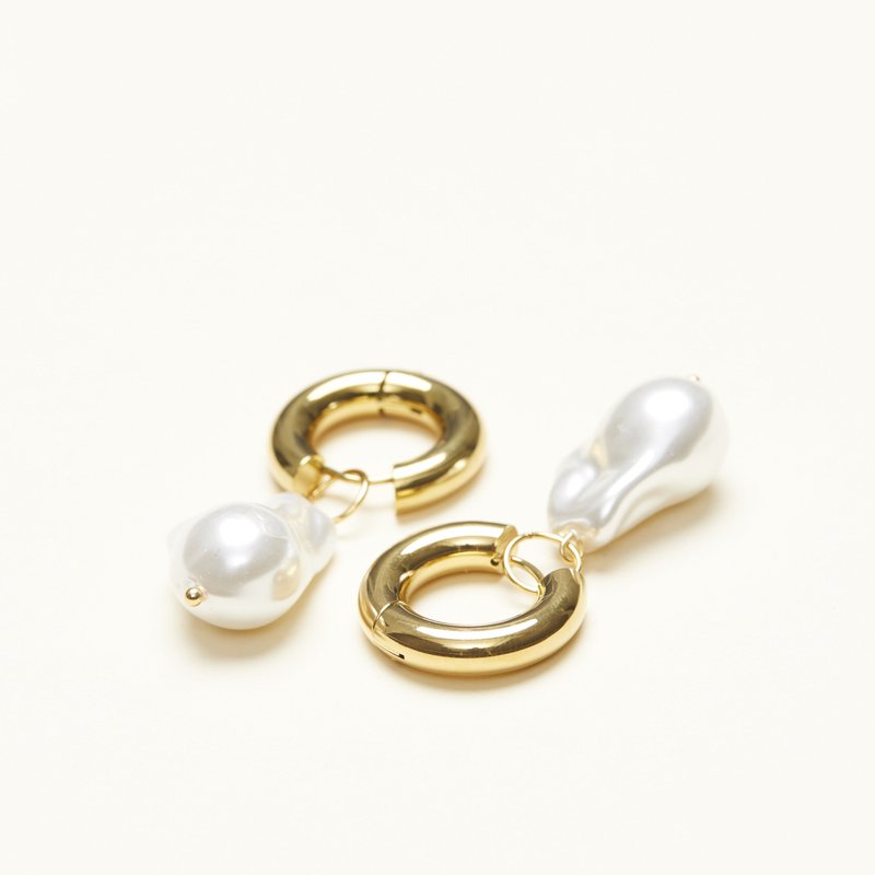 Shop Shapes Studio Victoria Pearl Drop Earrings In Gold