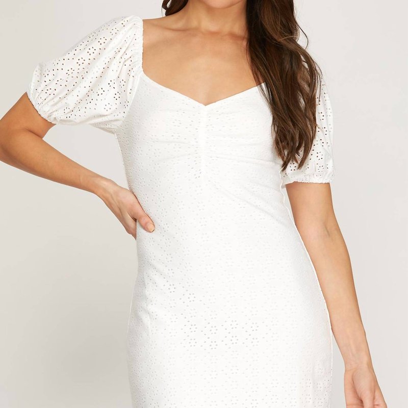 Shop She + Sky Eyelet Mini Dress In White