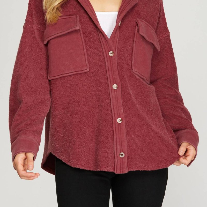 Shop She + Sky Heavy Knit Terry Jacket In Red