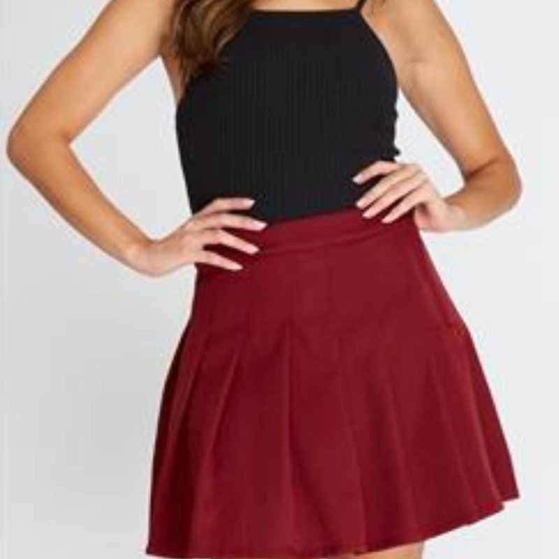 She + Sky Pleated Woven Skirt In Red