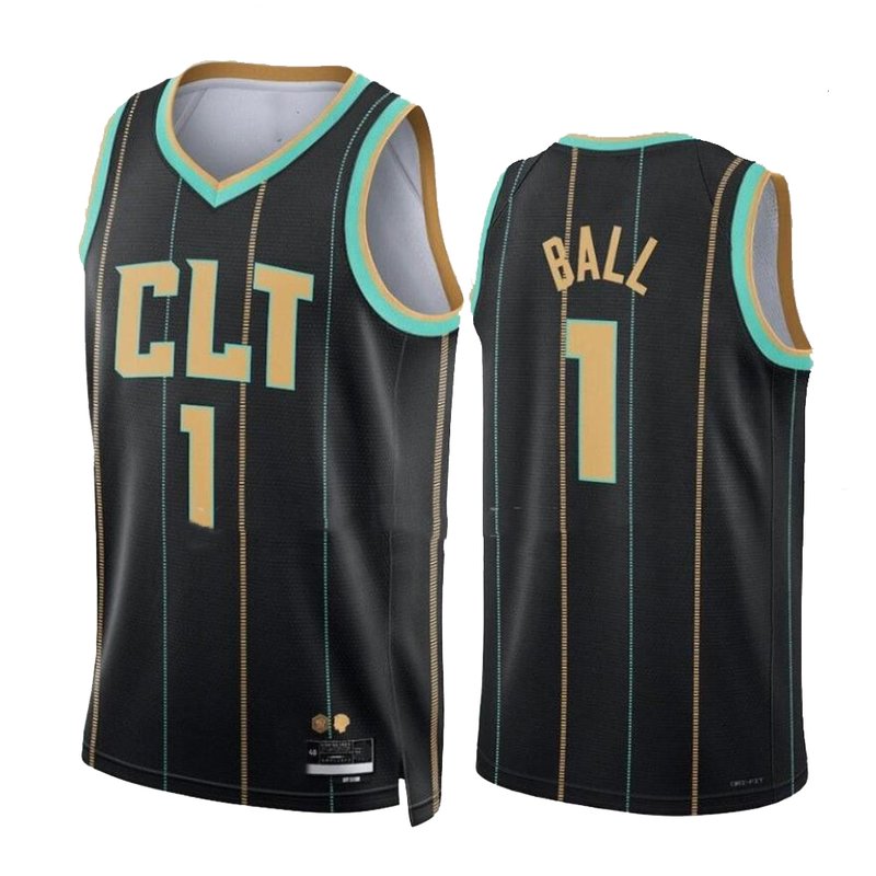 Sheshow Mens Charlotte Hornets Lamelo Ball 2022-23 Black City Edition Jersey