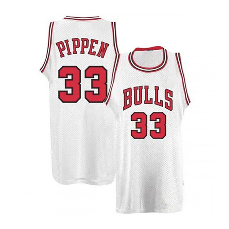 Shop Sheshow Men's Chicago Bulls #33 Scottie Pippen White Throwback Jersey