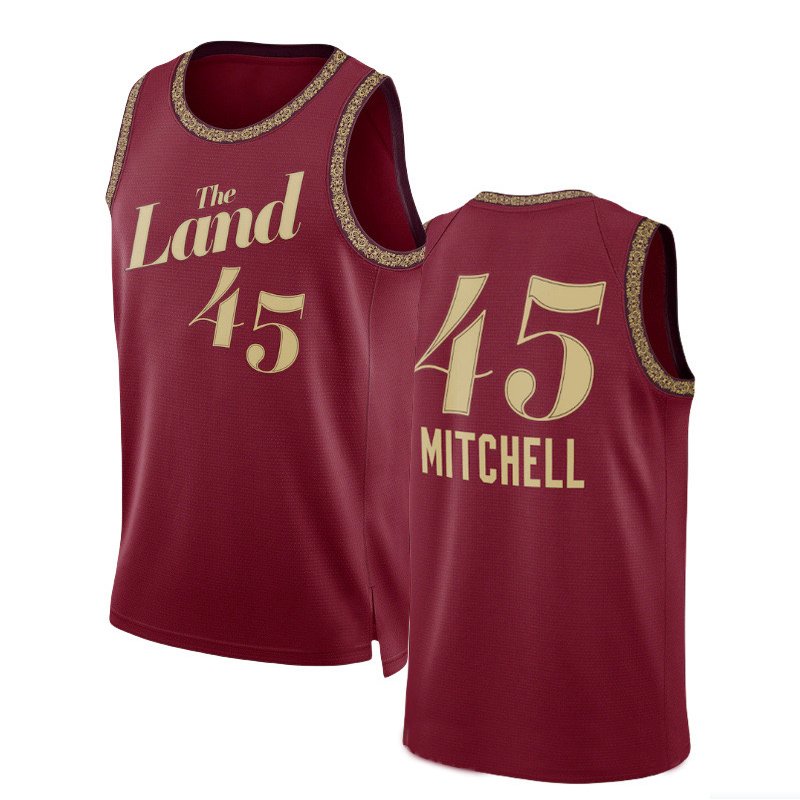 Sheshow Mens Cleveland Cavaliers Donovan Mitchell 2024 Red City Edition Jersey