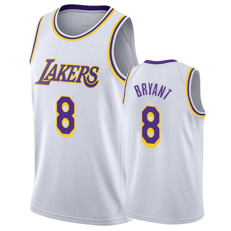 Sheshow Mens Los Angeles Lakers Kobe Bryant #8 Swingman White Basketball Jersey